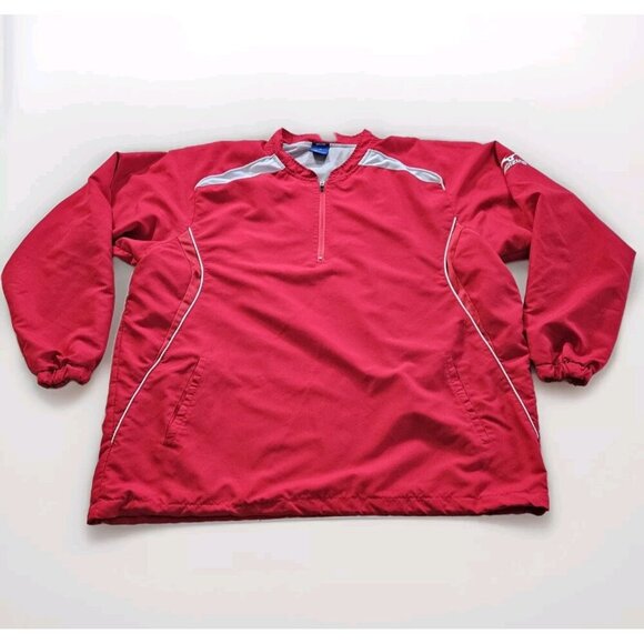 Mizuno Performance Top Men M Red 1/4 Zip LS Lined Pockets Oversize Golf Pullover - Picture 1 of 16